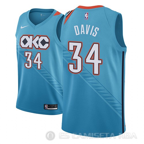 Camiseta Tyler Davis #34 Oklahoma City Thunder Ciudad 2018-19 Azul - Haga un click en la imagen para cerrar